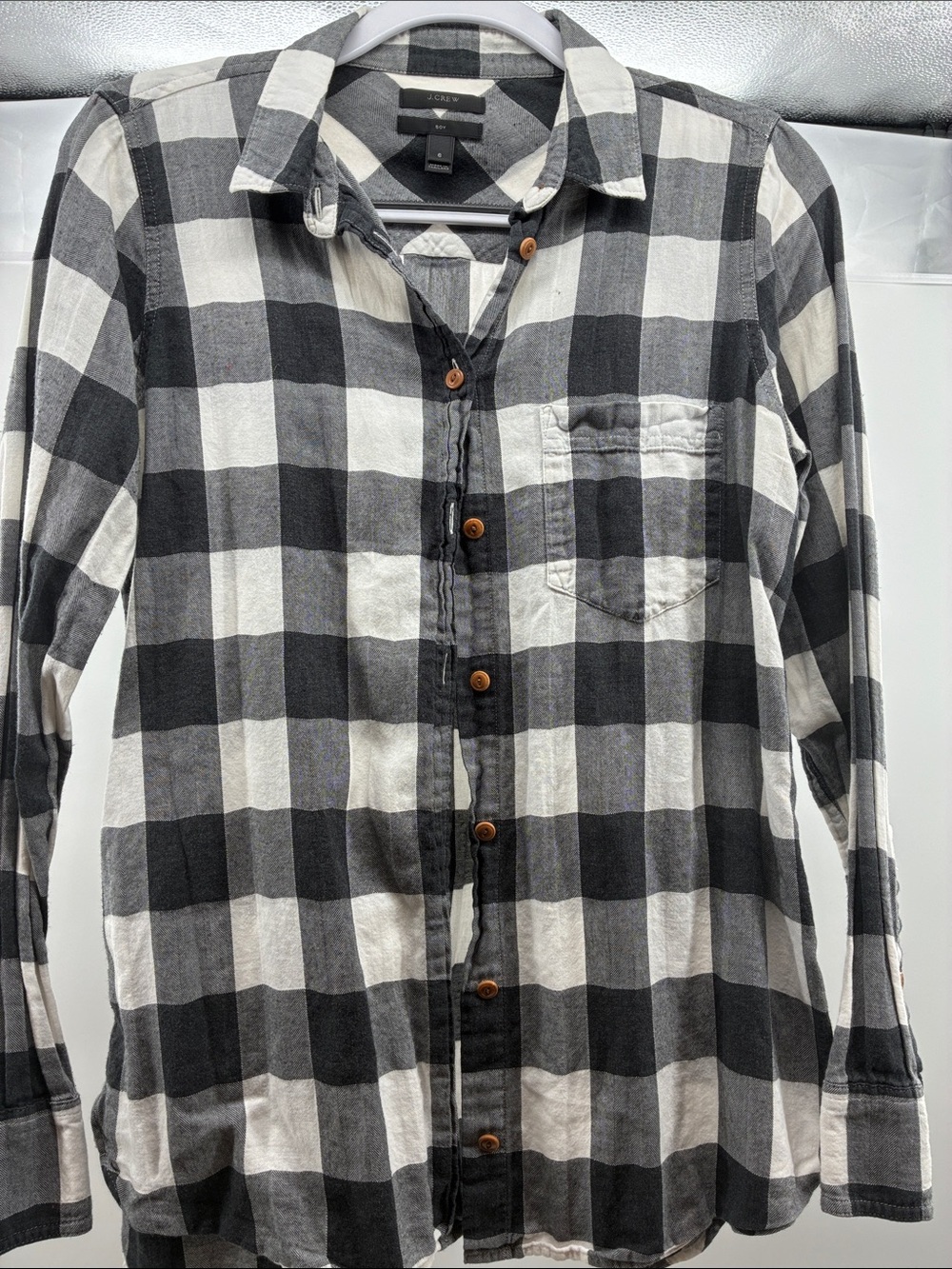 J. Crew Black and White Buffalo Plaid Button-Down Shirt